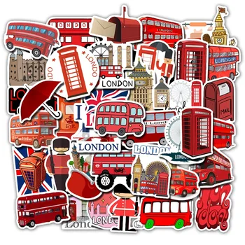 50Pcs Anglija Orientyrą didžiosios Britanijos Londono Autobusų Lipdukai Telefono Dekoratyvinis Nešiojamas užrašų knygelė Bagažo Šaldytuvas Grafiti Lipdukas