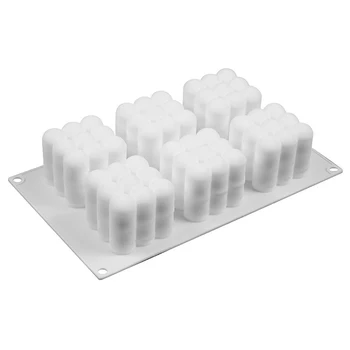6 Ertmių Silikono Žvakių Liejimo 3D Cube Aikštėje Burbulas 