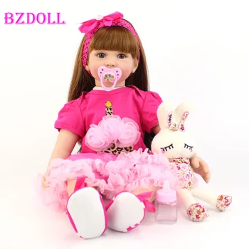 60cm Silikono Reborn Baby Doll Minkšto Vinilo Naujagimių Princesė Gyvas Mergina Boneca Žaisti Žaislų Namai