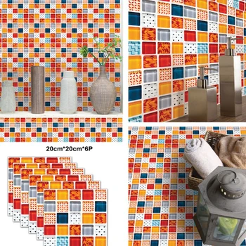 6pcs modeliavimas plytelių lipdukai, vonios kambarys, virtuvė, aliejus, atsparus ir vandeniui PVC sienų lipdukai namo aukšte dekoratyvinės grindų lipdukai