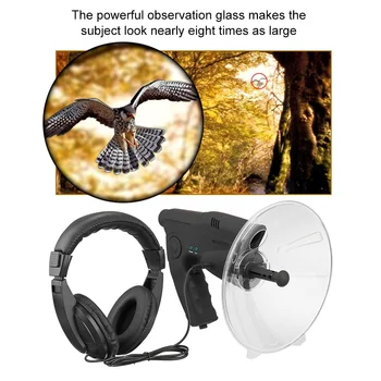 8X Priartinimas Garso Stiprintuvas Ausies Bionic Paukščių Įrašymo Žiūrovais, su Ausinėmis Žiūrovais, Lauko Įrankiai, Klausytis Paukščių Įrankis Bi