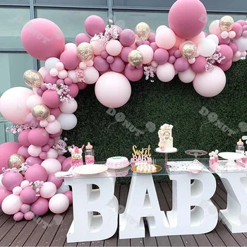 96pcs naujas rožinis balionas grandinės komplektas retro rožių gimtadienis reikmenys vestuvių dekoravimas šalis dekoro dekoracijos