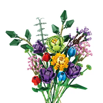 999Pcs/1237Pcs Amžinąjį Gėlių Puokštės Surinkti Blokai SS Tulpių Lily Gėlių, Augalų, Namų Apdailos Plytos Vaikai 