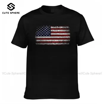 Amerikos Vėliavos T-Shirt Pagrindinis Mielas Medvilnės Marškinėliai Grafinis Trumpas Rankovės Marškinėliai, Vyras Plius dydis