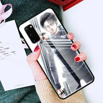 Anime Ataka Titan Levi Stiklo Telefono dėklas Samsung Galaxy S20 S21 FE S10 Pastaba 10 20 Ultra 5G 9 S9 Plus S10e Padengti Rubisafe