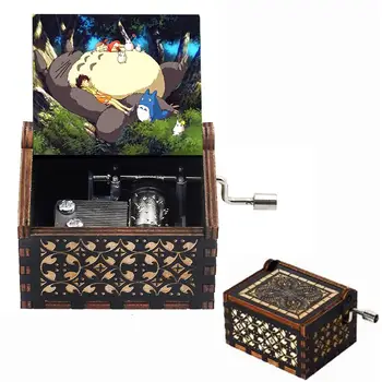 Antikvariniai Mediniai Vertus Cranked Tonari No Totoro Music Box Juros Periodo Parkas Davy Jones Kalėdų Dovana Apdaila