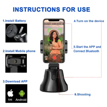 Apai Genie Smart Auto Fotografavimas Selfie Stick 360° Objekto Stebėjimas Turėtojas All-in-vienas Sukimosi Veido Sekimo Kamera, Telefono Laikiklis