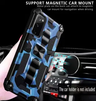Atsparus smūgiams Kamufliažas Nematomą Magnetinių Telefono dėklas, Skirtas Samsung Galaxy Note, 20 S20 S21 FE Plus Ultra PC Laikiklis apsauginis Dangtis