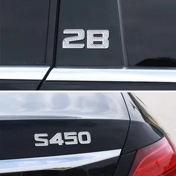 Automobilių Stiliaus krištolo ir deimantų raidžių lipdukai metalo numeriai automobilių lipdukai anglų apdailos reikmenys VW BMW, AMG, 