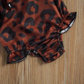 Bamblys Kūdikių Mergaičių vientisas maudymosi kostiumėlis, Leopardas spausdinimui Pynimas Peties Bodysuit Vasaros Monokini maudymosi Kostiumėliai Tinka 6Months-4Years