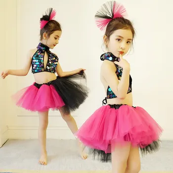 China džiazo šokio kostiumai mergaitėms Vaikų fancy dress šiuolaikinių šokių suknelė mergaitei vaikai konkurencijos kostiumas dancewear mergina