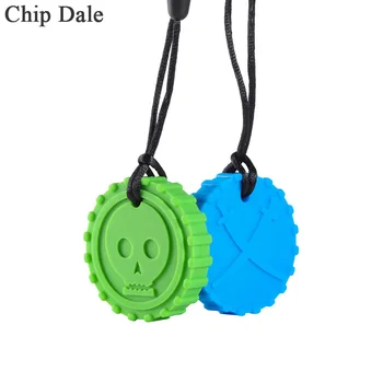 Chip Dale 5vnt Kaukolės Modelis Silikono Karoliai Kūdikiams Apvalus Pakabukas Jutimo Žaislai Autizmas BPA Free Maisto kokybės Silikono Teether