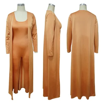 Dviejų dalių rinkinys moterims 2 dalių komplektas rudenį drabužiai moterims 2020 ilgomis rankovėmis susagstomi megztiniai jumpsuit 2 gabalus, rinkiniai, komplektai