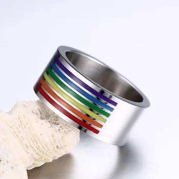 FDLK Spalvotų Vyrai Moterų Spalvinga Vaivorykštė LGBT Pulsera Žiedas iš Nerūdijančio Plieno Vestuvių Juostoje Lesbiečių & Gėjų Žiedai Lašas Laivybos