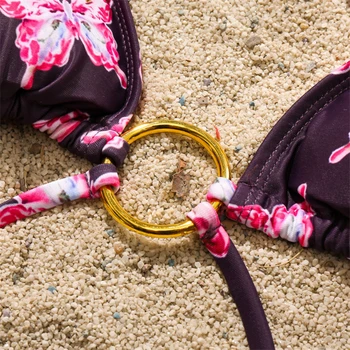 GNIM Seksualus Tvarstis Micro maudymosi Kostiumėliai Moterims Drugelis Spausdinti String Bikini Nustatyti 2020 m. maudymosi kostiumėlį Moteris 2 vnt Paplūdimio Drabužiai Plaukimo Kostiumas