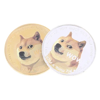 Gražus WOW Auksą, Padengtą Dogecoin Progines Monetas Mielas Šuo Modelis Šuo Suvenyrų Kolekcija Dovanos Naujas 2021