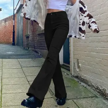 Gryna spalva aukšto juosmens ruožas džinsai moterims plonas high waisted micro kelnės moteriškos kelnės-pavasarį ir rudenį kelnes ins banga A113