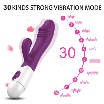 IKOKY Dildo Rabbit Vibratorius Erotiniai 30 Dažnio Dvigubos Vibracijos Sekso Žaislai Moterims, G-spot Masturbator Analinis Makšties Masažas
