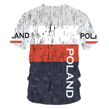 Ispanija Lenkija Rusija Pasaulio Vėliavos 3D Spausdinimo Vasaros Vyrų Negabaritinių T-shirt Apvalus Kaklas Trumpas Rankovės marškinėliai Vyrams ir Moterims