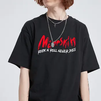 Italų Juosta Maneskin Mados Logo Spausdina T-marškinėliai Moterims/Vyrams Vasaros trumpomis Rankovėmis Tshirts Karšto Pardavimo Atsitiktinis Streetwear T Shirts