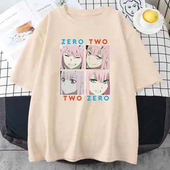 Japonų Anime Gril Nulis Du Spausdinimo Moterų Marškinėliai Trumpomis Rankovėmis Drabužius Atsitiktinis Kvėpuojantis Marškinėliai Vasaros Crewneck Žmogus T Shirts