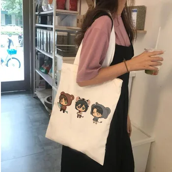 Japonų Anime Levi Ataka Titan Tote Maišą, Shopper Bags Shingeki No Kyojin Pirkinių Krepšys Pečių Maišą Drobės Rankinėje Daugkartinio naudojimo