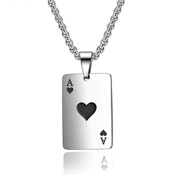 Karšto Lucky Ace Of Spades Vyrų Pareiškimą Papuošalai Karoliai Žaisti Kortų Pokerio Karoliai Pakabukas Nerūdijančio Plieno Mados Juvelyrika Dovana