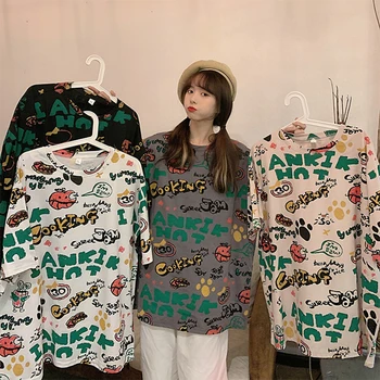 Kawaii Negabaritinių Marškinėliai Moteriška Vasaros 2021 Prarasti Kvėpuojantis Medvilnės LadiesStreetwear Hip-Hop Tendencija Drabužių Japonija Atsitiktinis Tees