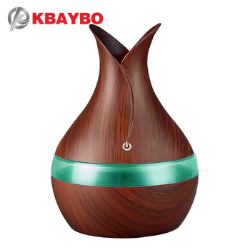 KBAYBO 300ml USB Oro drėkintuvas aromato aliejus Difuzoriaus stiprus rūkas maker medienos grūdų, su 7 spalvų LED naktį, šviesos, home office