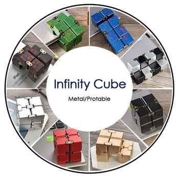 Kūrybos Metalo Infinity Kubo Nešiojamų Aliuminio Lydinio Begalinis Apversti Įtempių Kubą Vaikams Suaugusiųjų Įtempių Žaislą Dovanų
