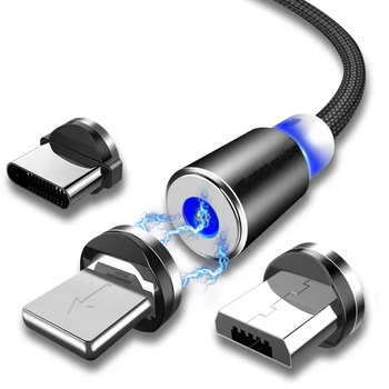 LED Magnetinio USB Kabelis / Micro-USB / Tipas-C 