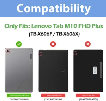 Lenovo Tab M10 FHD Plus Atveju TB-X606X TB-X606F Raštas Padengti Shell Tab M10 Plius 10.3 colių X606 360 RotatingTablet Atveju