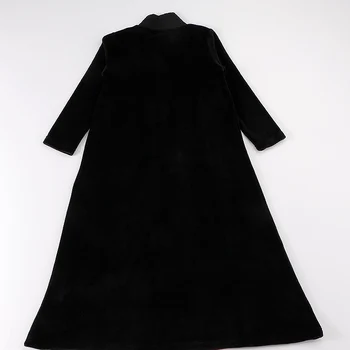 Mergaičių suknelė ilgomis rankovėmis, vaikams, drabužiai, veliūras briaunoti žiemos mergina suknelės vaikams drabužių juodos vaikai žiema ilga suknelė aukštu kaklu