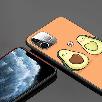 Mielas Animacinių filmų Avokado Maisto Apple iPhone 12 11 Pro Max mini XS Max XR X 8 7 6 6S Plius 5S SE 2020 m., Minkštas Juoda Telefono dėklas