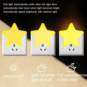 Mini Mielas Star LED Nakties Šviesos ES MUMS Plug ABS Medžiagos Pulg-in Lizdas, 3 Spalvų Pasirinkti, Naktiniai Sienos Lempos, Miegamojo, Gali Q3K7