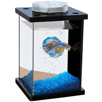Mini ultra-skaidri, aiški žuvų tankai nuotolinio 7 spalvų LED apšvietimas kovos žuvų bakas lentelė akvariumas 1pc