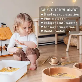 Montessori Jutimo Virtuvės Žaislai, Mediniai Jutimo Bin Įrankiai, Virtuvės Indai, Žaislai, Nustatytų Lopšelio Vaikų Smulkiosios Motorikos Mokymosi Žaislai