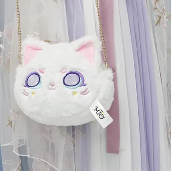 Moterų Lolita pliušinis Katė krepšys moterų ins laukinių cute girl širdies grandinės pečių maišą