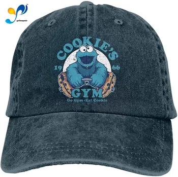 Mėnulis Cookie Monster Unisex Vintage Džinsai Beisbolo Kepurę Reguliuojamas Denim 