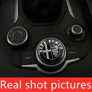 Naujas 5cm Automobilio Salono Įrankių Multimedijos Mygtukas Apdailos Žiedas Dangtelio lipdukas, Skirtas Alfa Romeo Giulia Stelvio 2017 Automobilių optikos priedas