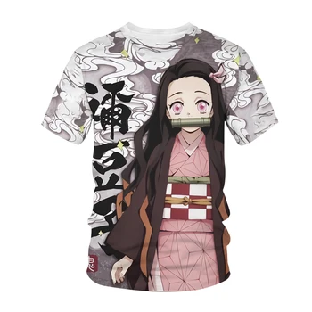Naujas Atvykimo Vyrai Moterys Marškinėlius Demon Slayer Kimetsu Nr. Yaiba 3D Spausdinimo Streetwear T-shirt Mados Anime Harajuku Tees Hip-Hop Viršūnės