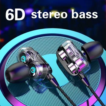 Naujas Dual Ratai Stereo Laidinio Ausinės Samsung 3.5 mm aukščio Bass 6D Stereo In-Ear Ausinės, Ausinių Sporto laisvų Rankų įranga Dropshipping