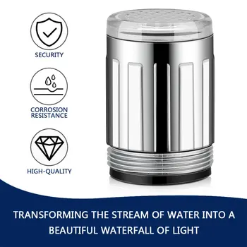 Naujovė Projektavimo 7 Spalvų RGB Spalvinga LED Šviesos, Vandens Švyti Maišytuvas Bakstelėkite Galvą Namo Vonios Apdaila Nerūdijančio Plieno Vandens čiaupas