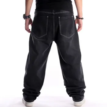 Negabaritinių Laisvi Džinsai Vyrai Džinsinio Audinio Pločio Kojų Kelnės Tiesios Baggy Haremas Streetwear Hip-Hop Prekės Juodos Kelnės Didelio Dydžio 30 - 46