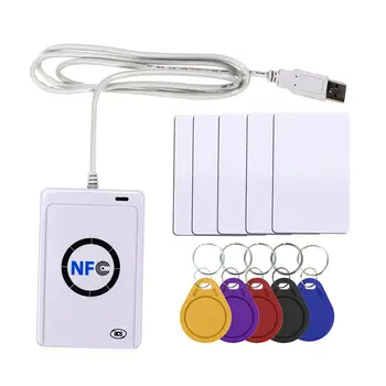 NFC Skaitytuvas USB ACR122U bekontaktis smart ic Kortelės ir rašytojas rda kopijavimo aparatas Kopijavimo aparatas popierinės kopijavimo aparatų matricos 5vnt UID Permainingi Žymeklį Kortelė Raktas Fob