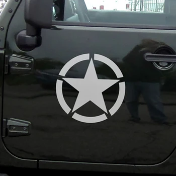 Noizzy Willys Star JAV Kariuomenės Automobilių Lipdukas Auto Decal Durų Vinilo Atspindintis Juoda-Balta Jeep Wrangler Grand Cherokee Renegade