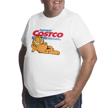 Nuostabus Fantazijos Costco T-Shirt Vyrai Garfildas Marškinėliai Juokinga Meme Katė Cartoon Didelis, Aukštas, Marškinėliai, Plius Dydis 4XL 5XL 6XL Drabužiai