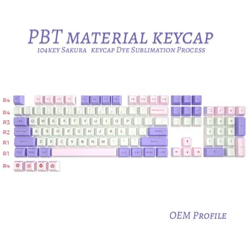 OEM Profilis PBT Dažų-Sub Keycaps Didelis Šriftas Žaidimų Mechaninė Klaviatūra Sakura 104 Klavišai Žaidėjus Klaviatūros Keycaps Cherry/IKBC