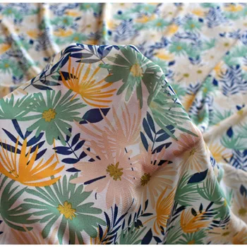 Pusės metro pavasario ir vasaros naujo dizaino gėlių lapų spausdinimo šifono audinio suknelė, sijonas motinos drabužio medžiaga T733