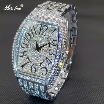 Reloj hip-hop con diamantes MISSFOX Populiariausių Markių 18K Aukso Ženevos Deimantų Žiūrėti relogio masculino prova dagua originalas